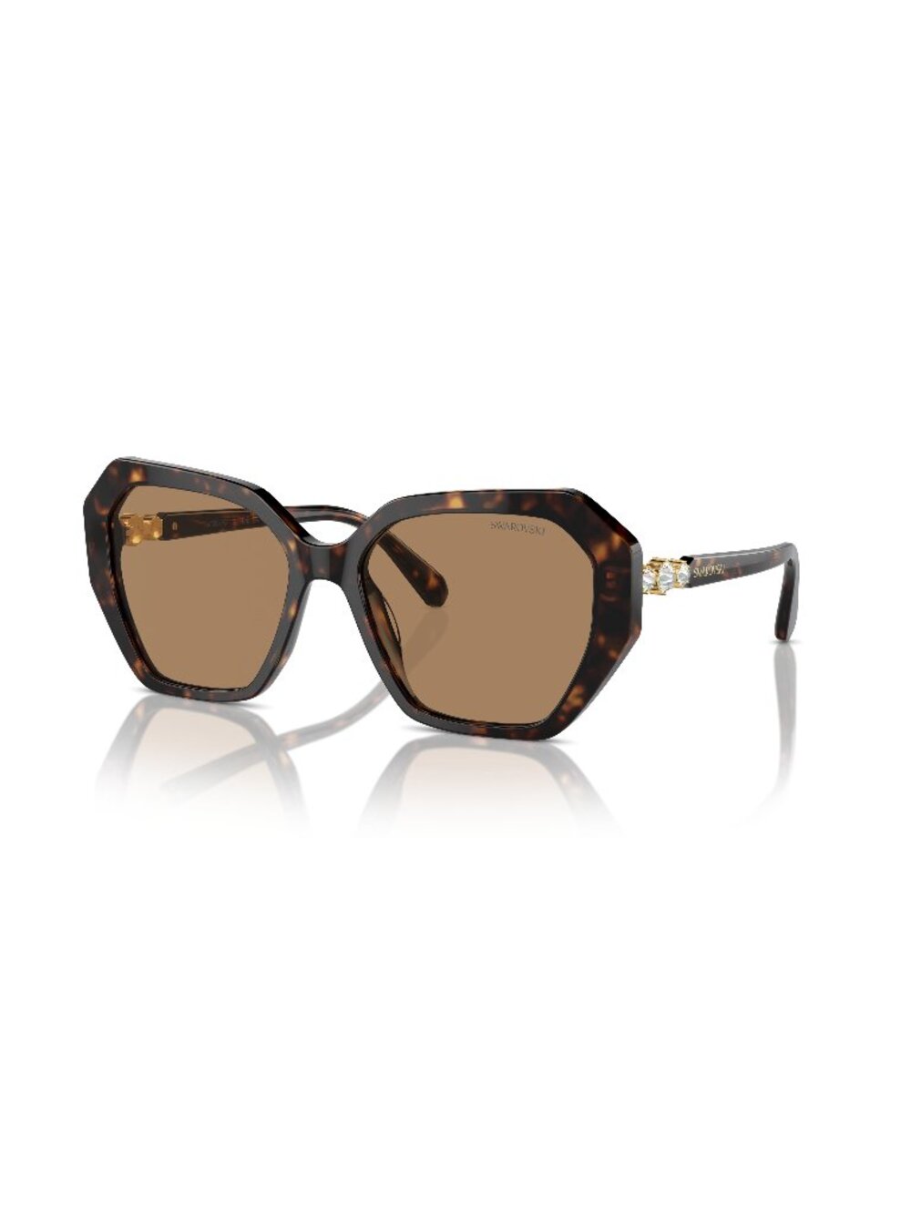 New Swarovski Women's Sunglasses Havana Aviator Brown Lens Acetate Frame SK6017